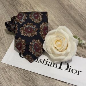 Christian Dior Vintage 100% Silk Geometric Print Men's Neck Tie - NEW